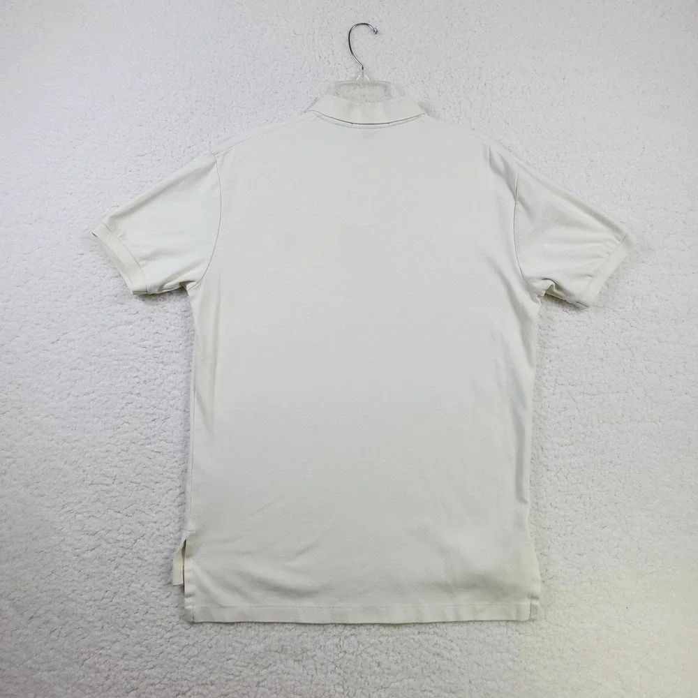 Polo Ralph Lauren Polo Shirt Mens M Cream Classic Short Sleeve Pique Cotton